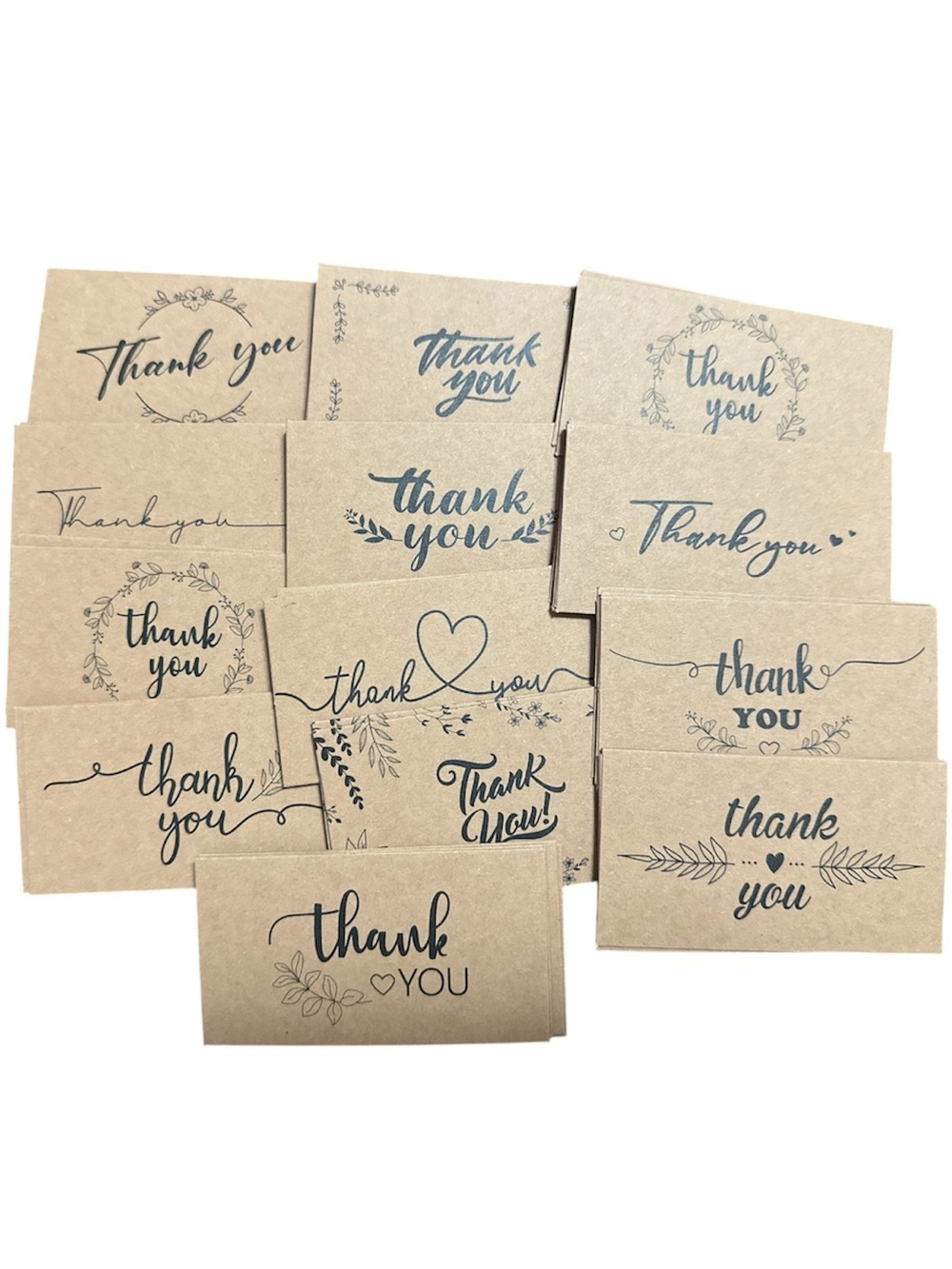 Kraft Brown Thank You Cards Multi Design Pack 100 Count